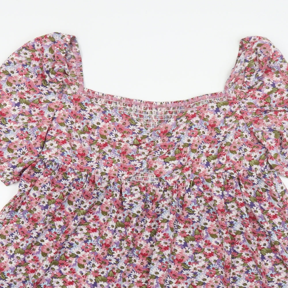 SheIn Womens Multicoloured Floral Polyester Fit & Flare Size XL Square Neck Pullover