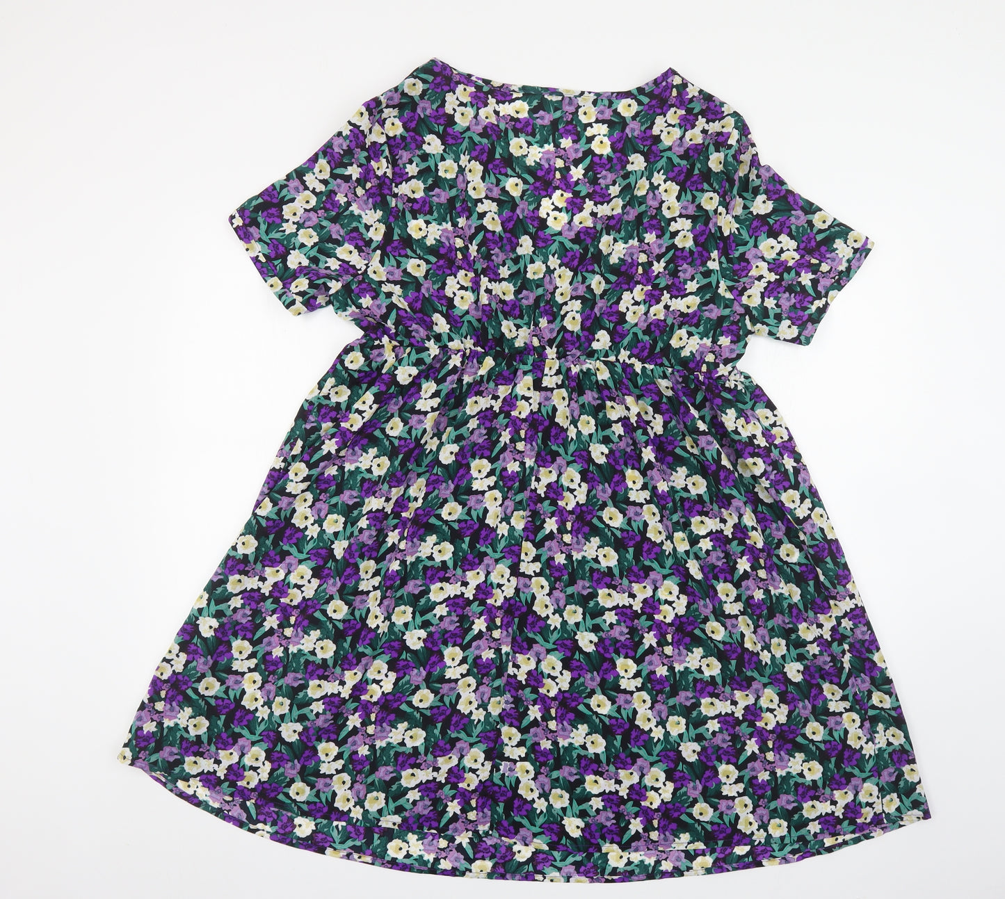 SheIn Womens Multicoloured Floral Polyester Fit & Flare Size XL V-Neck Pullover
