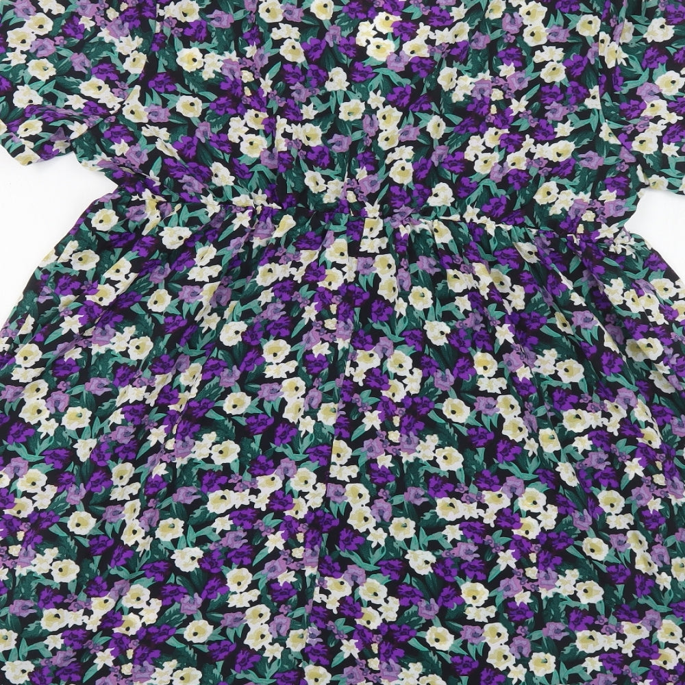 SheIn Womens Multicoloured Floral Polyester Fit & Flare Size XL V-Neck Pullover