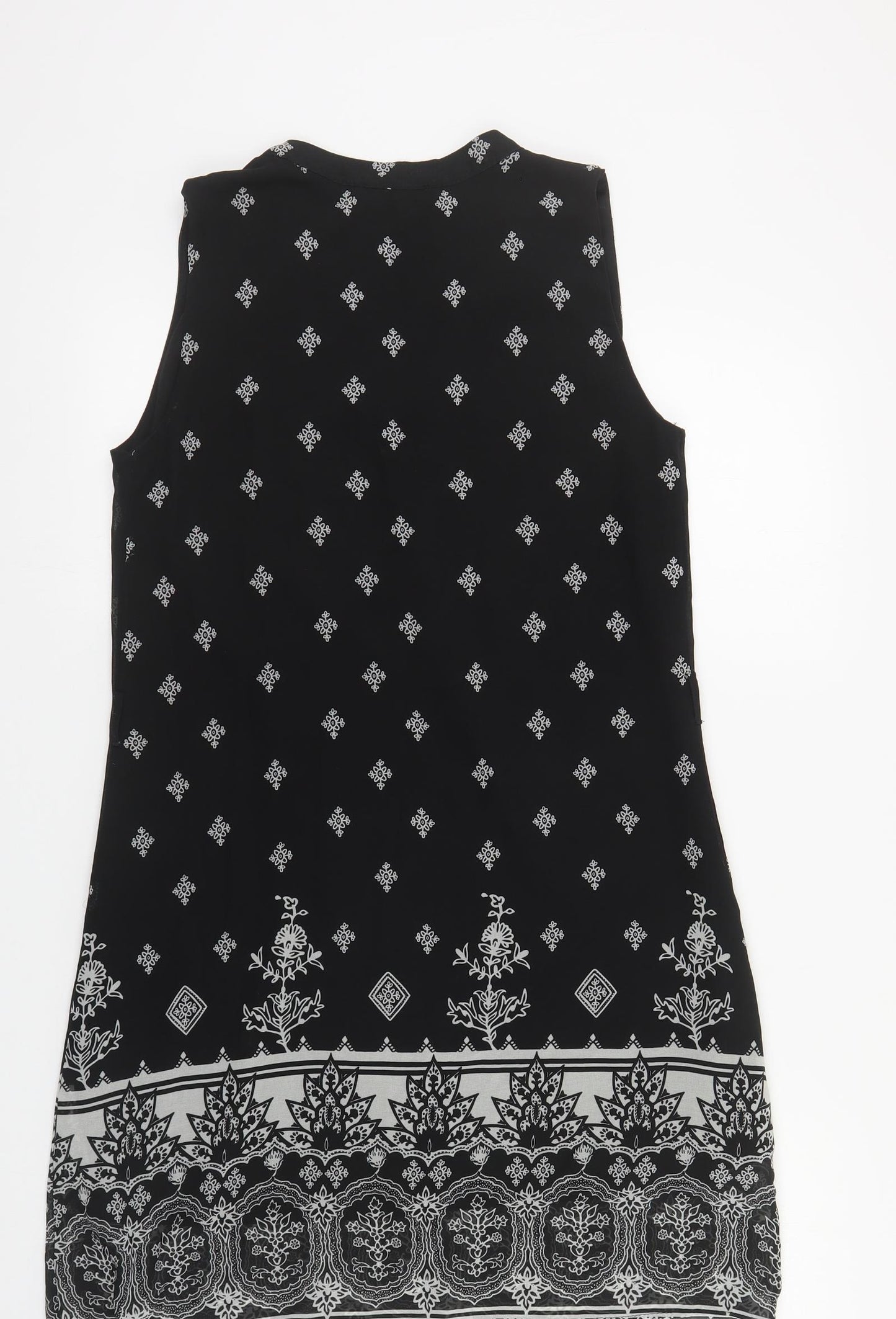 Atmosphere Womens Black Geometric Polyester Shift Size 10 V-Neck Pullover