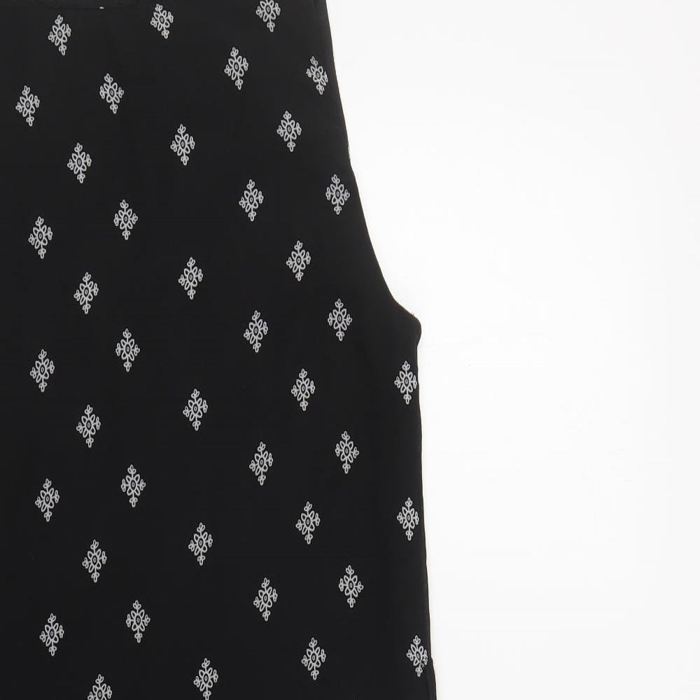 Atmosphere Womens Black Geometric Polyester Shift Size 10 V-Neck Pullover