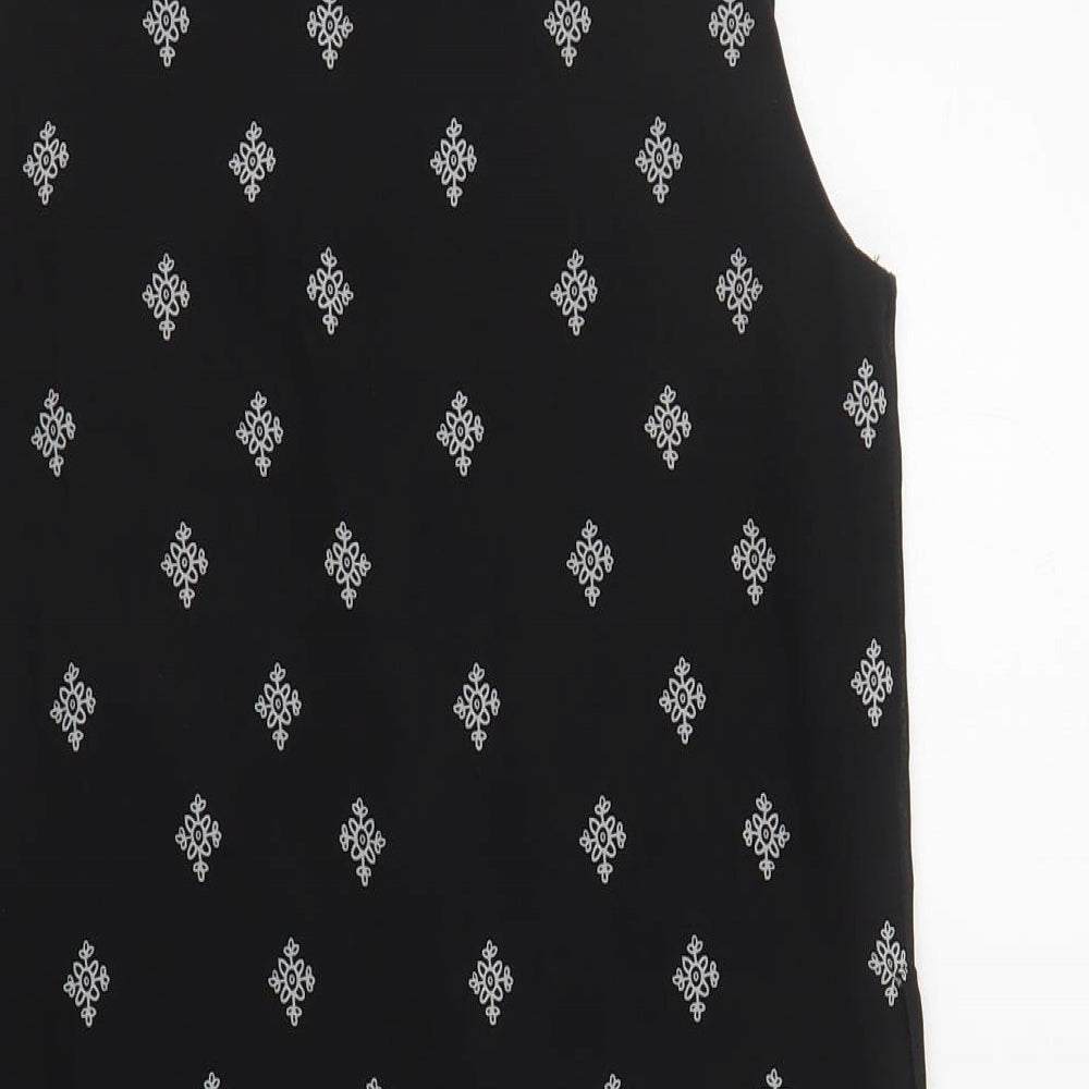 Atmosphere Womens Black Geometric Polyester Shift Size 10 V-Neck Pullover