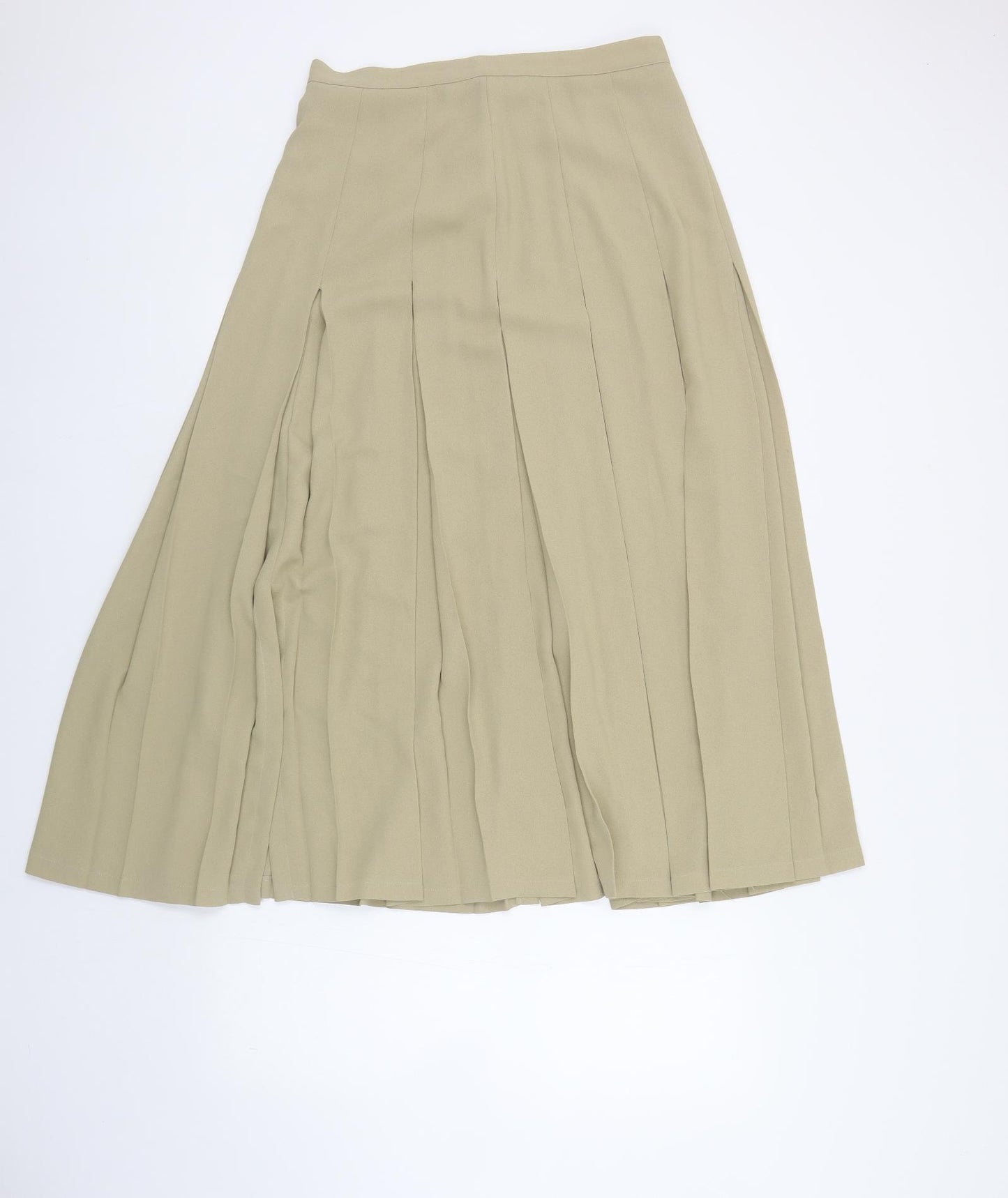 J.Taylor Womens Beige Polyester Pleated Skirt Size 14 Button