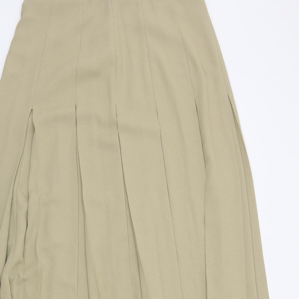 J.Taylor Womens Beige Polyester Pleated Skirt Size 14 Button