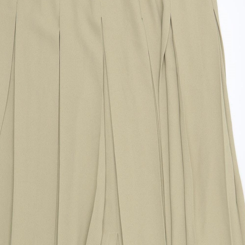 J.Taylor Womens Beige Polyester Pleated Skirt Size 14 Button