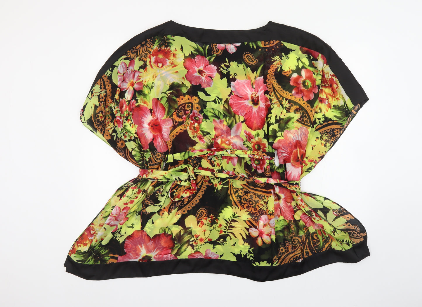 Julien Macdonald Womens Multicoloured Floral Polyester Basic Blouse Size 16 Boat Neck