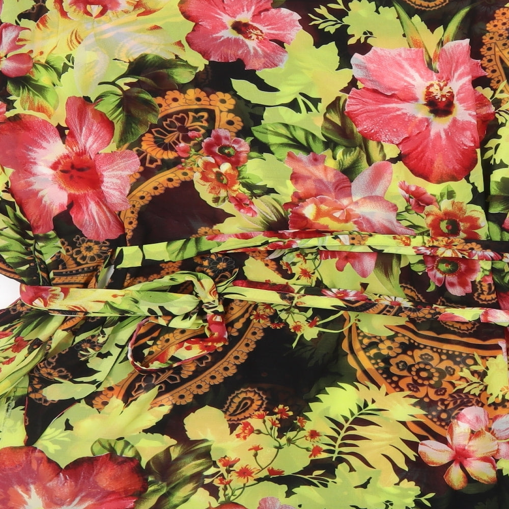 Julien Macdonald Womens Multicoloured Floral Polyester Basic Blouse Size 16 Boat Neck