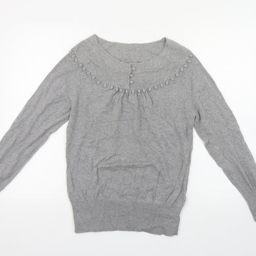 Marks and Spencer Womens Grey Boat Neck Viscose Pullover Jumper Size 12