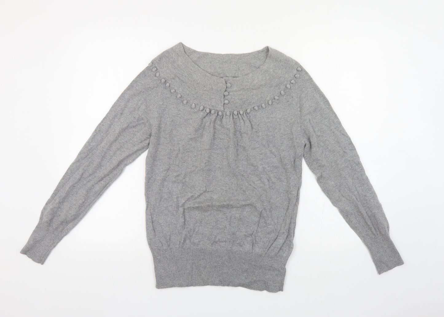 Marks and Spencer Womens Grey Boat Neck Viscose Pullover Jumper Size 12