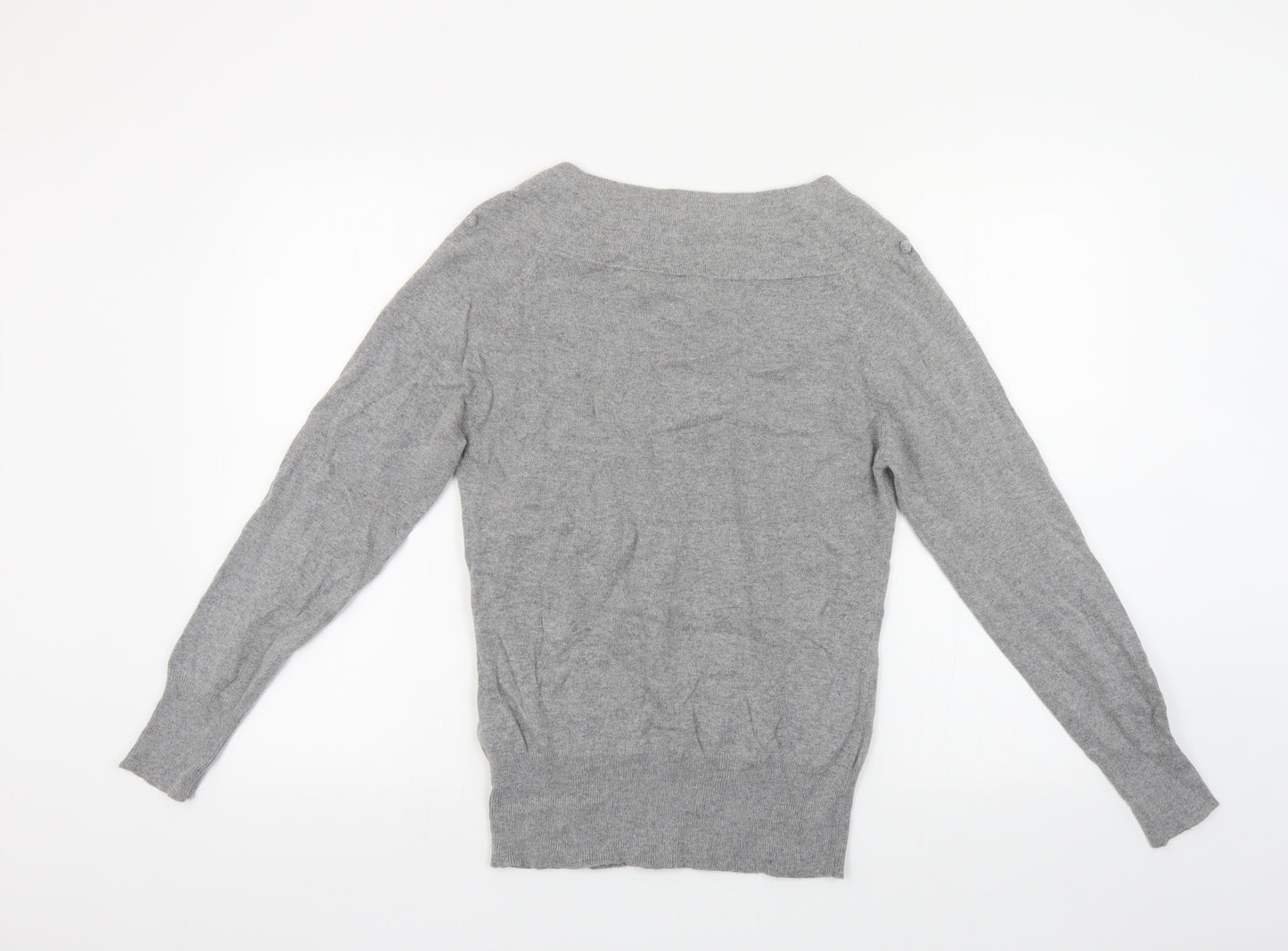 Marks and Spencer Womens Grey Boat Neck Viscose Pullover Jumper Size 12