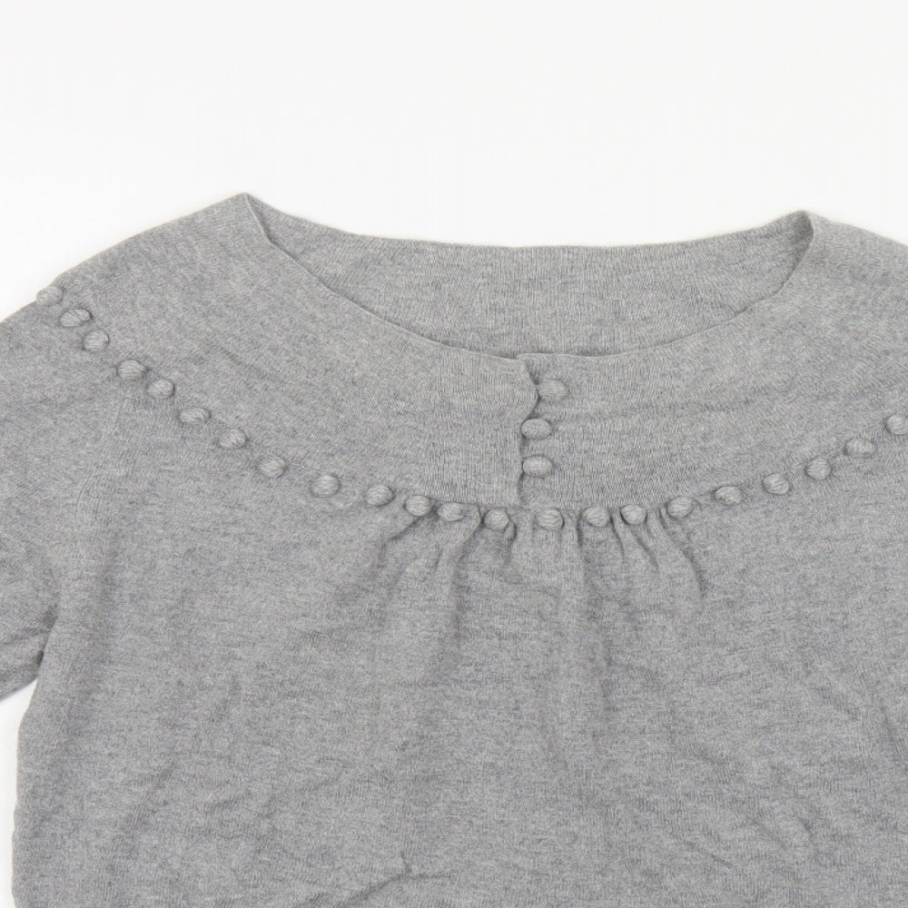 Marks and Spencer Womens Grey Boat Neck Viscose Pullover Jumper Size 12