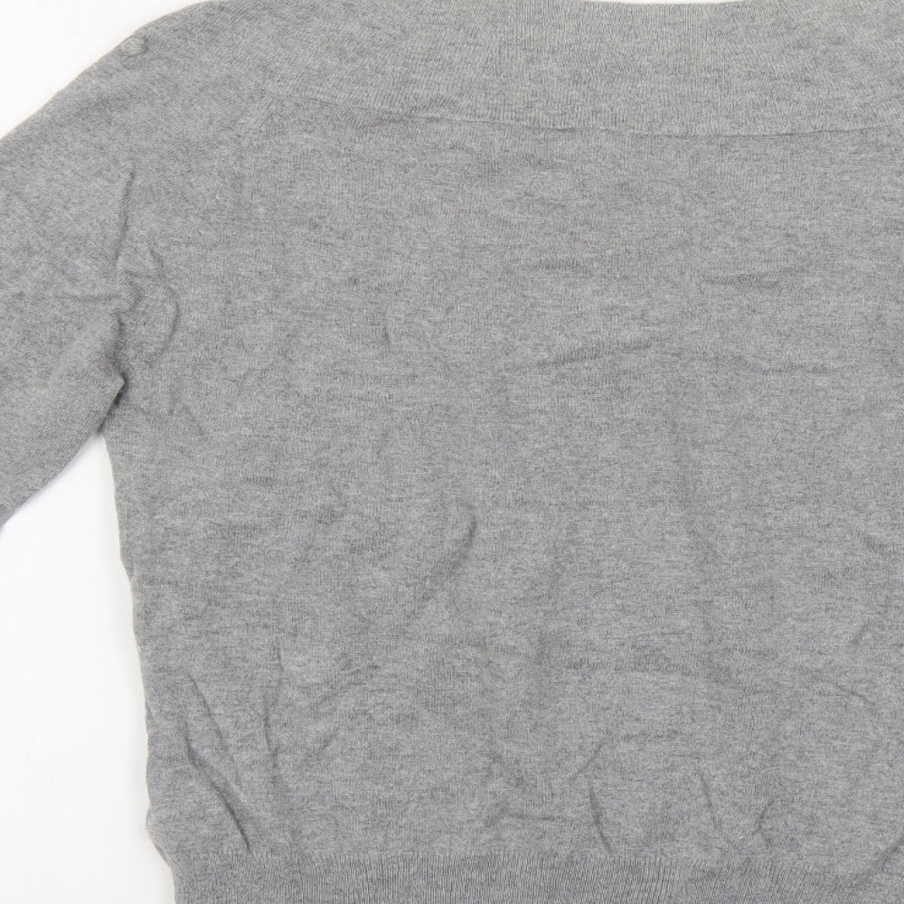 Marks and Spencer Womens Grey Boat Neck Viscose Pullover Jumper Size 12