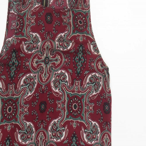 Staring at Stars Womens Red Paisley Polyester Shift Size XS Round Neck Zip