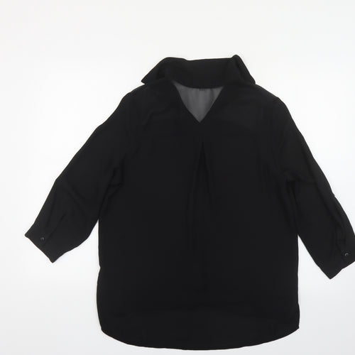 Cameo Rose Womens Black Polyester Basic Button-Up Size 10 Collared