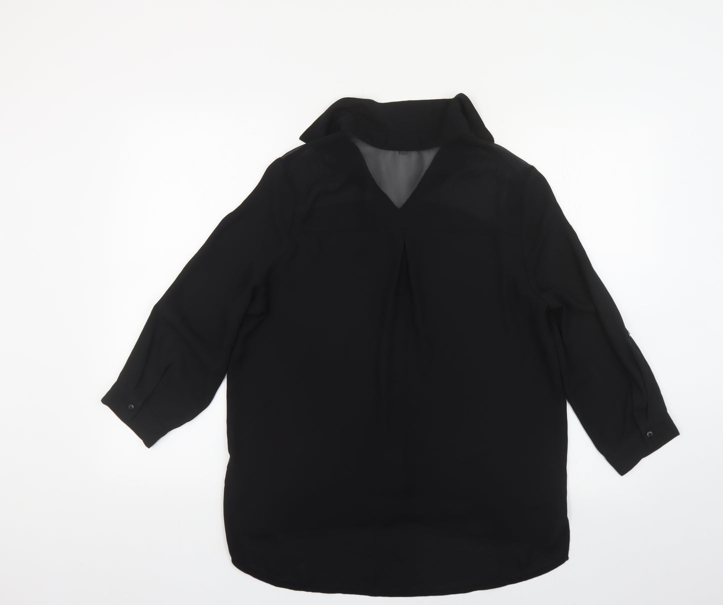 Cameo Rose Womens Black Polyester Basic Button-Up Size 10 Collared