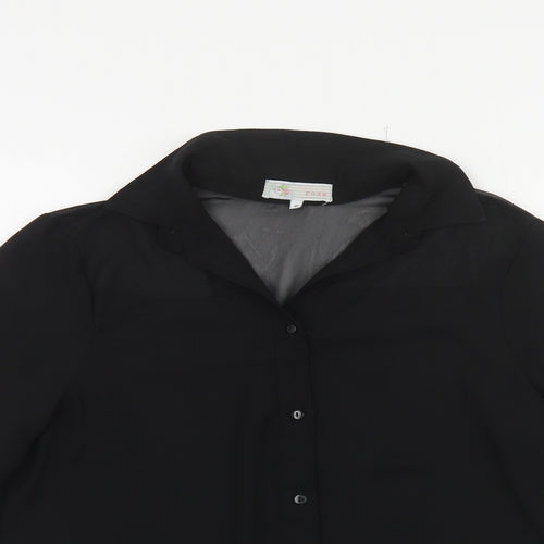 Cameo Rose Womens Black Polyester Basic Button-Up Size 10 Collared
