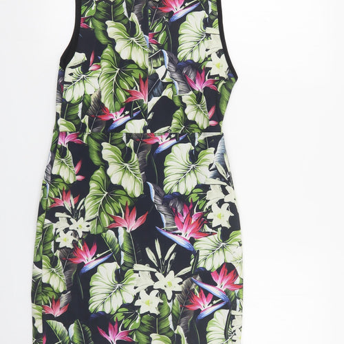 Topshop Womens Multicoloured Floral Polyester Mini Size 10 Round Neck Pullover