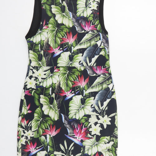 Topshop Womens Multicoloured Floral Polyester Mini Size 10 Round Neck Pullover