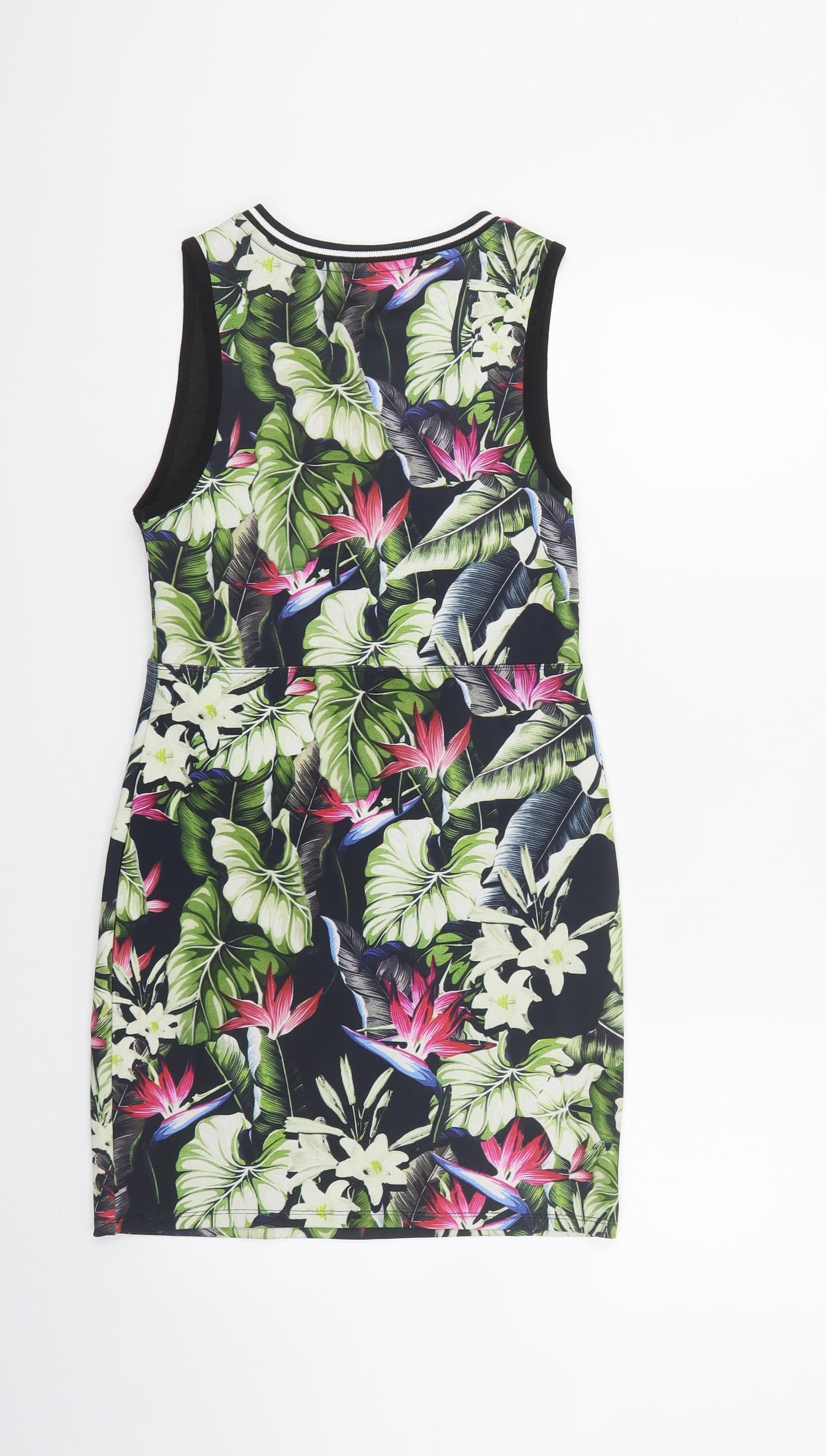Topshop Womens Multicoloured Floral Polyester Mini Size 10 Round Neck Pullover