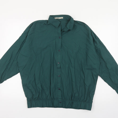 Khaadi Womens Green Viscose Basic Button-Up Size M Collared