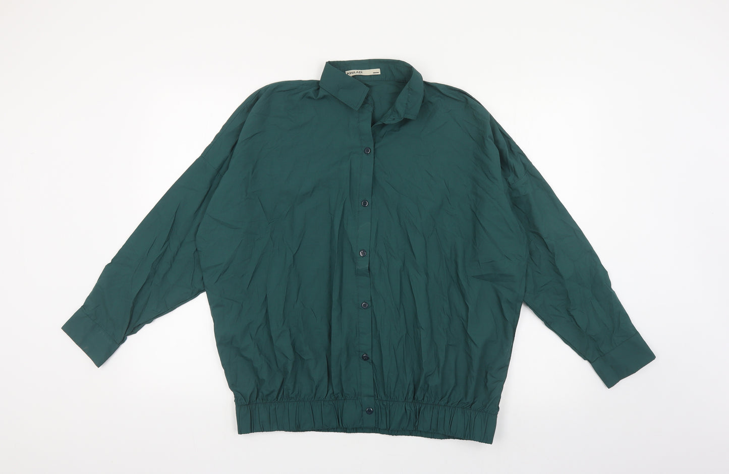 Khaadi Womens Green Viscose Basic Button-Up Size M Collared