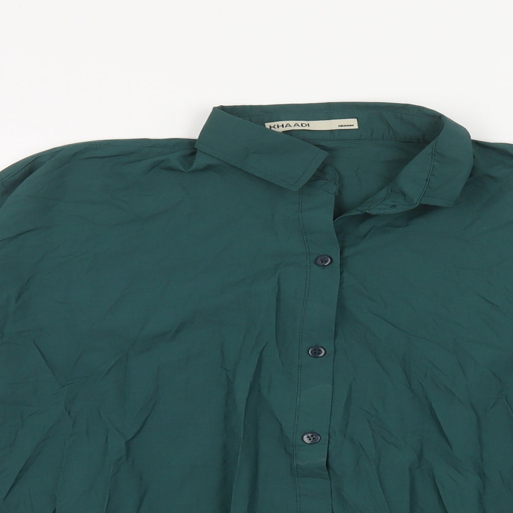 Khaadi Womens Green Viscose Basic Button-Up Size M Collared