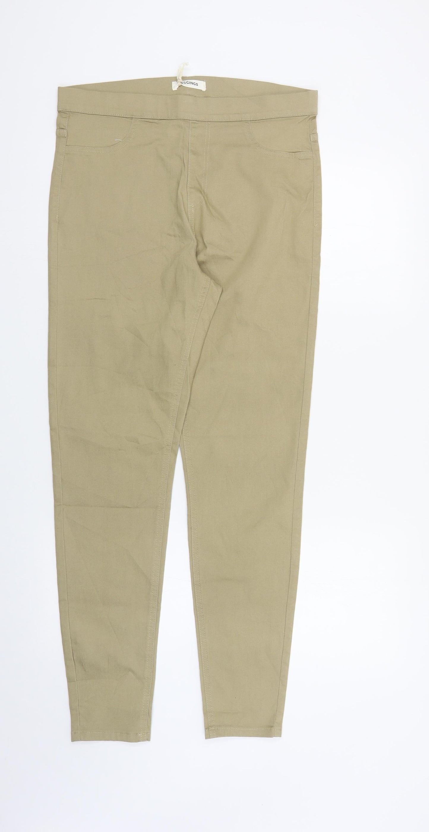 Marks and Spencer Womens Beige Cotton Jegging Jeans Size 14 L31 in Regular