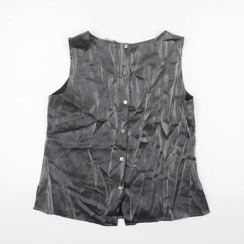 Platinum Womens Silver Geometric Viscose Basic Tank Size 16 Boat Neck