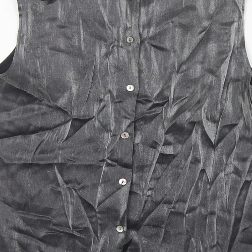 Platinum Womens Silver Geometric Viscose Basic Tank Size 16 Boat Neck