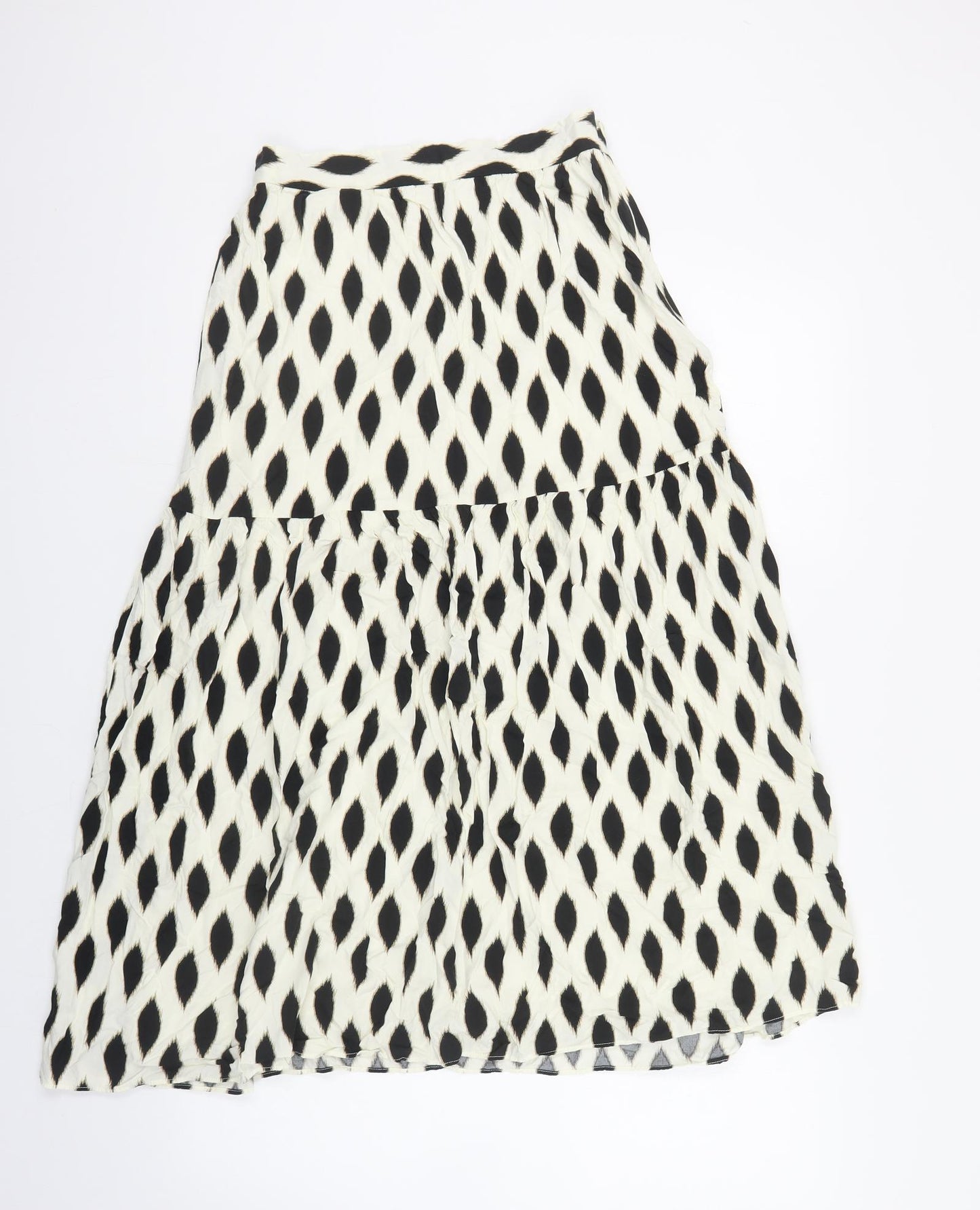 Warehouse Womens Ivory Geometric Viscose A-Line Skirt Size 10 Zip