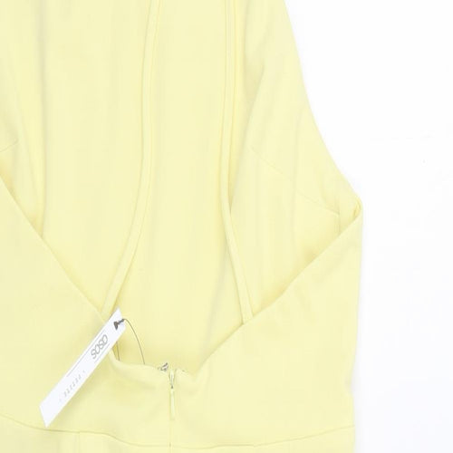 ASOS Womens Yellow Polyester Pencil Dress Size 12 Halter Hook & Eye