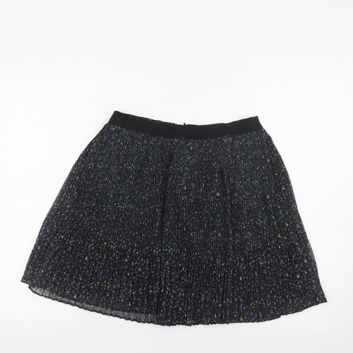 Jack Wills Womens Black Floral Polyester Skater Skirt Size 10 Zip
