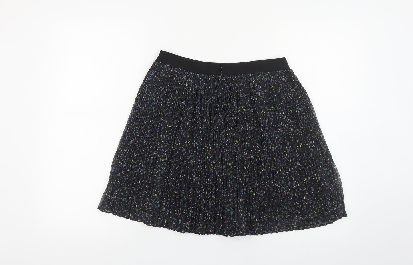 Jack Wills Womens Black Floral Polyester Skater Skirt Size 10 Zip