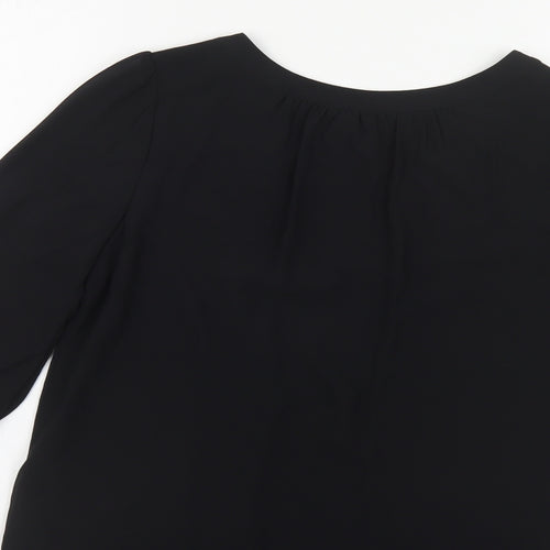 Billie & Blossom Womens Black Polyester Basic Blouse Size 8 Boat Neck - Chain Detail
