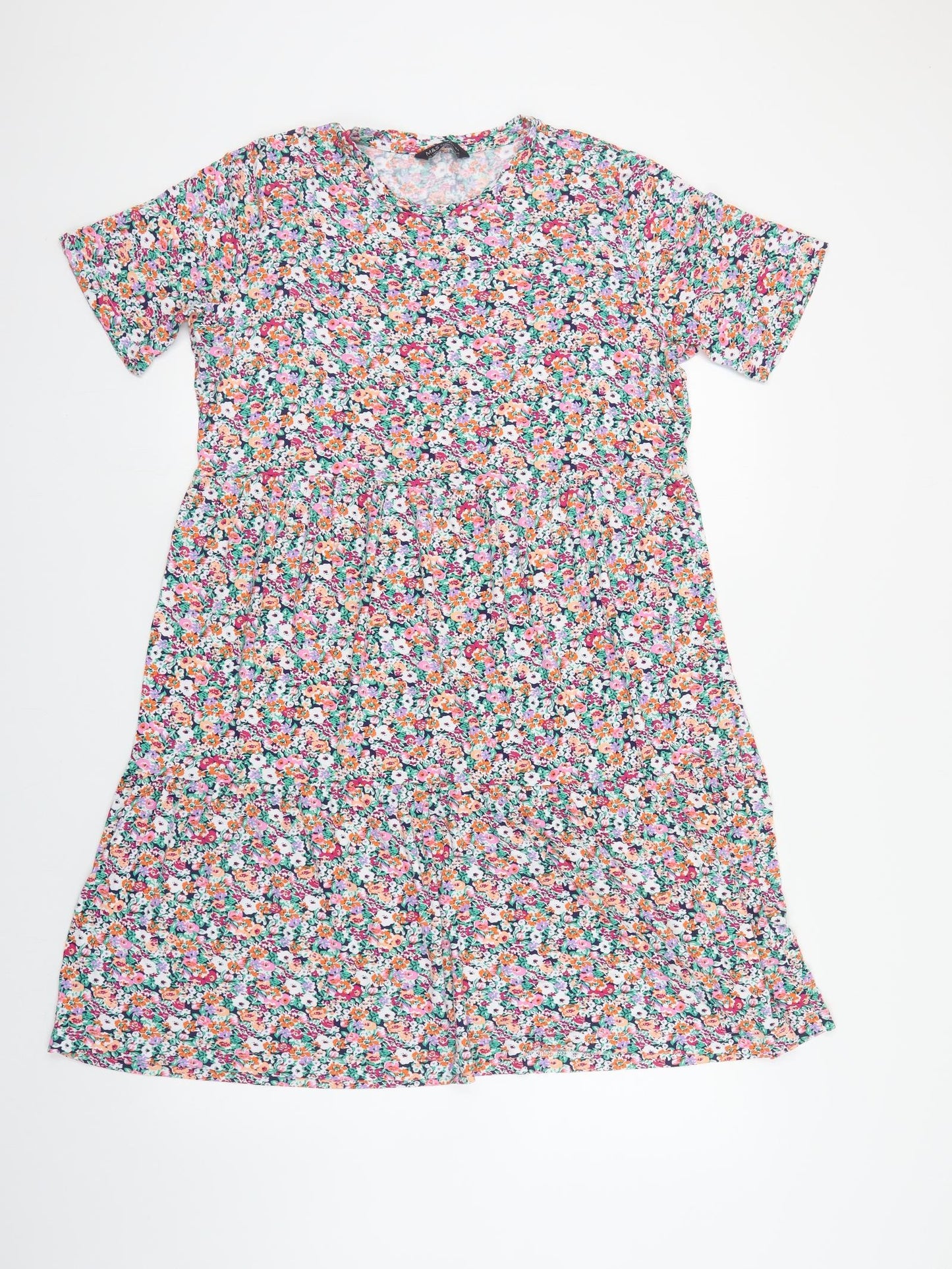 Marks and Spencer Womens Multicoloured Floral Viscose A-Line Size 16 Round Neck Pullover