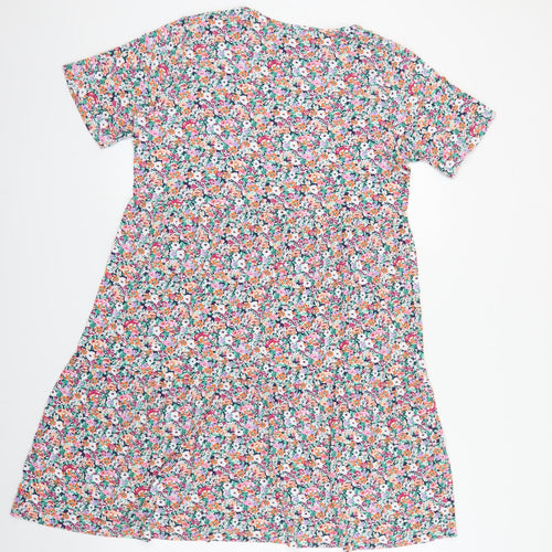 Marks and Spencer Womens Multicoloured Floral Viscose A-Line Size 16 Round Neck Pullover
