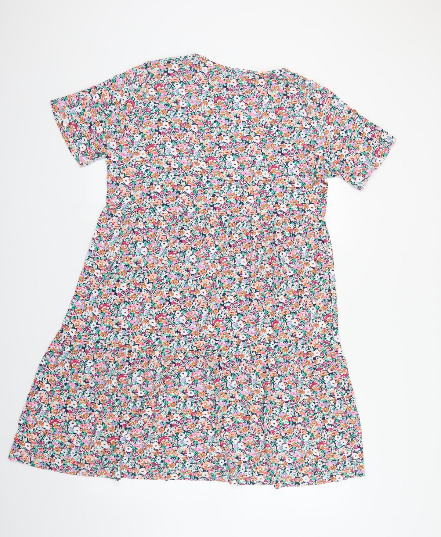 Marks and Spencer Womens Multicoloured Floral Viscose A-Line Size 16 Round Neck Pullover