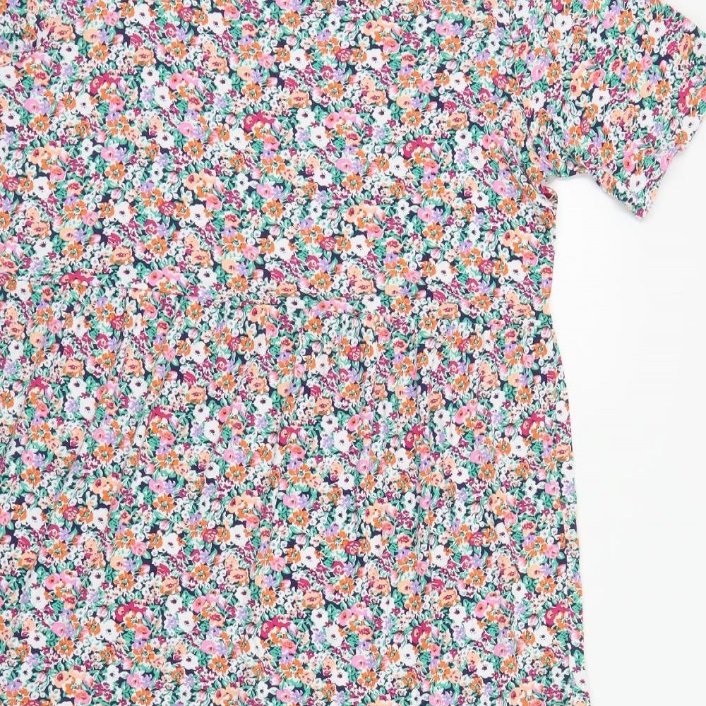 Marks and Spencer Womens Multicoloured Floral Viscose A-Line Size 16 Round Neck Pullover