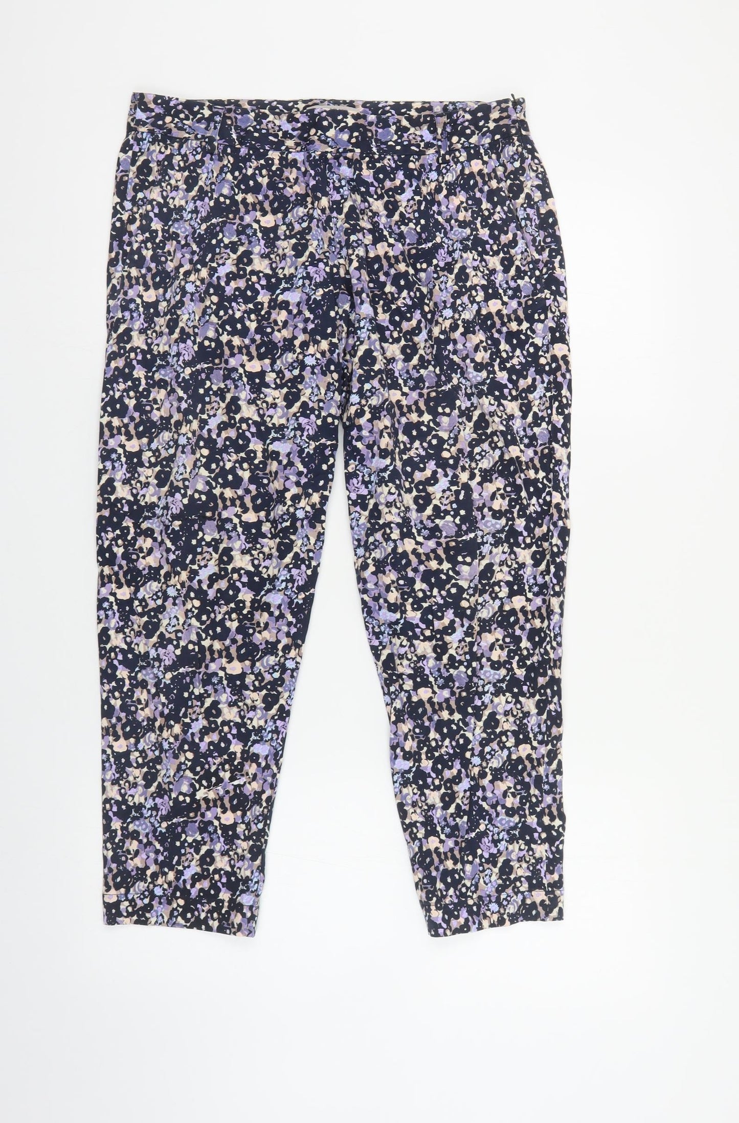 Great Plains Womens Multicoloured Geometric Cotton Trousers Size 10 L26 in Regular Zip
