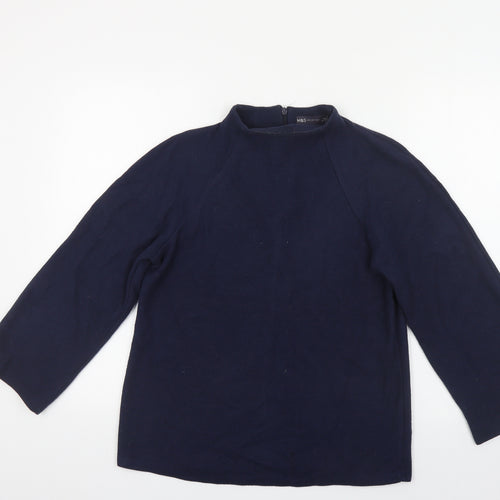 Marks and Spencer Womens Blue High Neck Polyester Pullover Jumper Size 12
