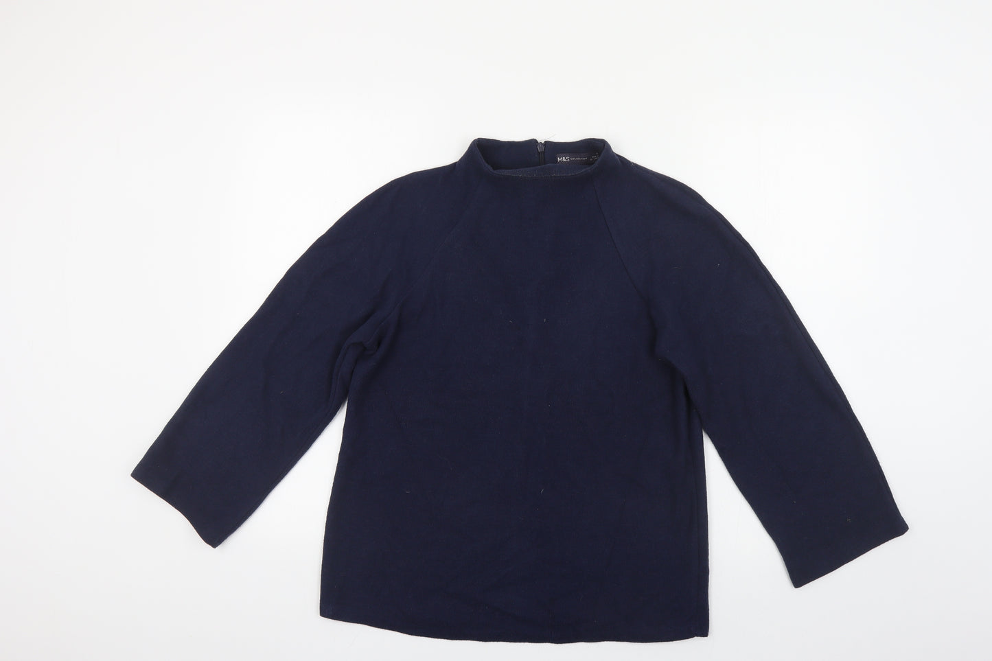Marks and Spencer Womens Blue High Neck Polyester Pullover Jumper Size 12