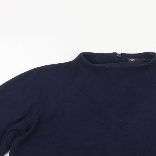 Marks and Spencer Womens Blue High Neck Polyester Pullover Jumper Size 12