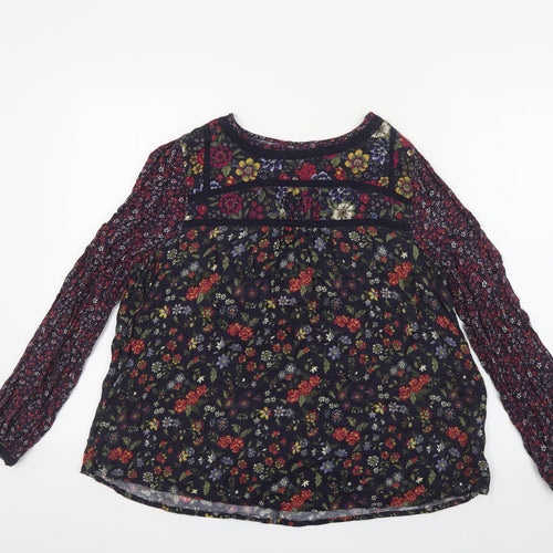 Matalan Womens Multicoloured Floral Viscose Basic Blouse Size 14 Round Neck