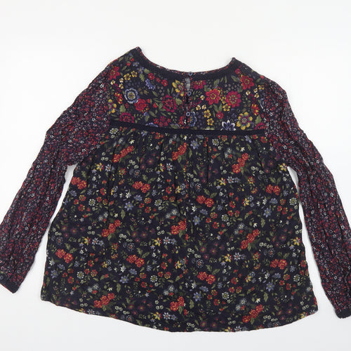Matalan Womens Multicoloured Floral Viscose Basic Blouse Size 14 Round Neck