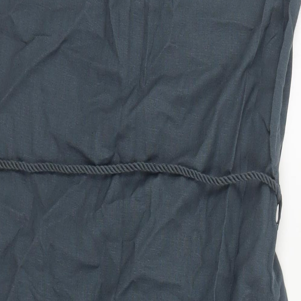 ESMARA Womens Blue Linen Shirt Dress Size 12 Round Neck Button