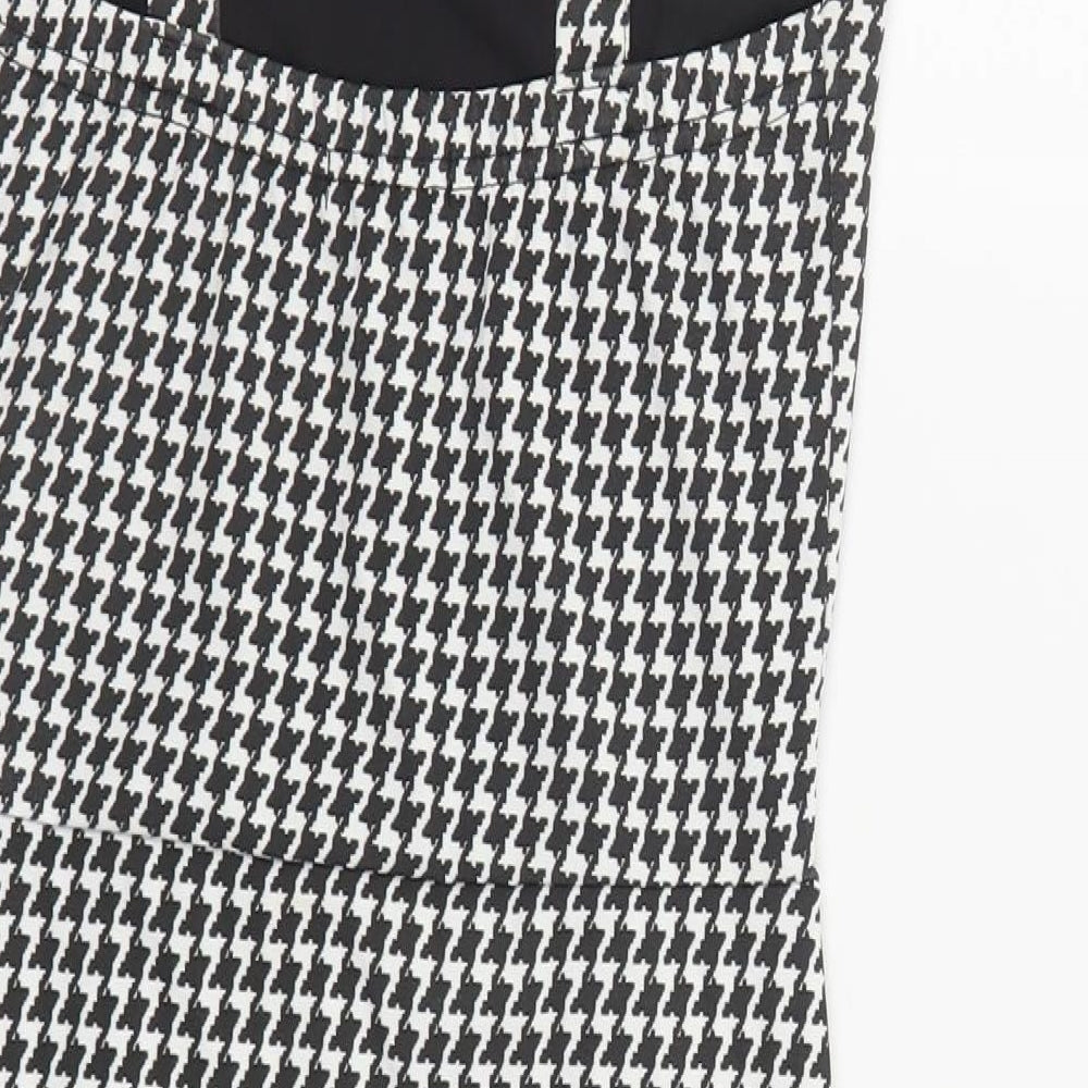 I SAW IT FIRST Womens Black Houndstooth Polyester Tank Dress Size 8 Square Neck Pullover