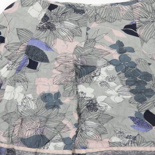 DIMRI Womens Grey Floral Cotton Pleated Skirt Size S Zip