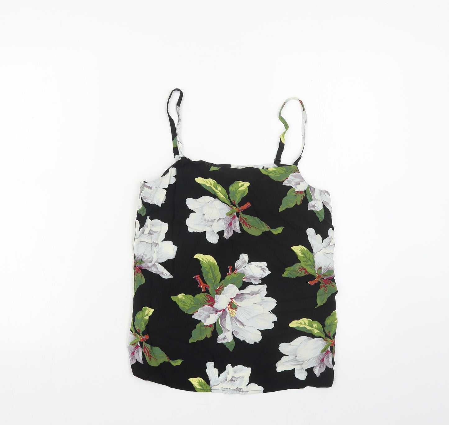 Warehouse Womens Black Floral Viscose Camisole Tank Size 6 Square Neck