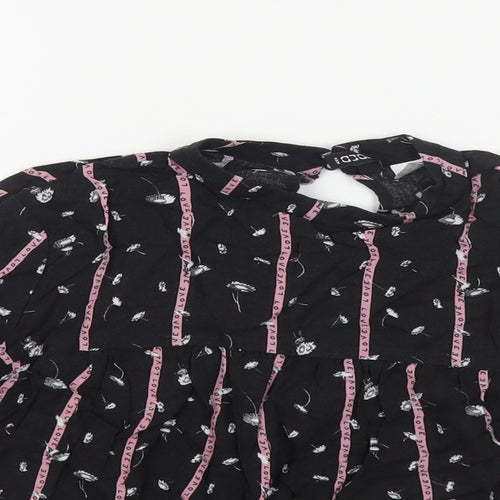 H&M Womens Black Floral Viscose Basic Blouse Size 6 Round Neck - Love