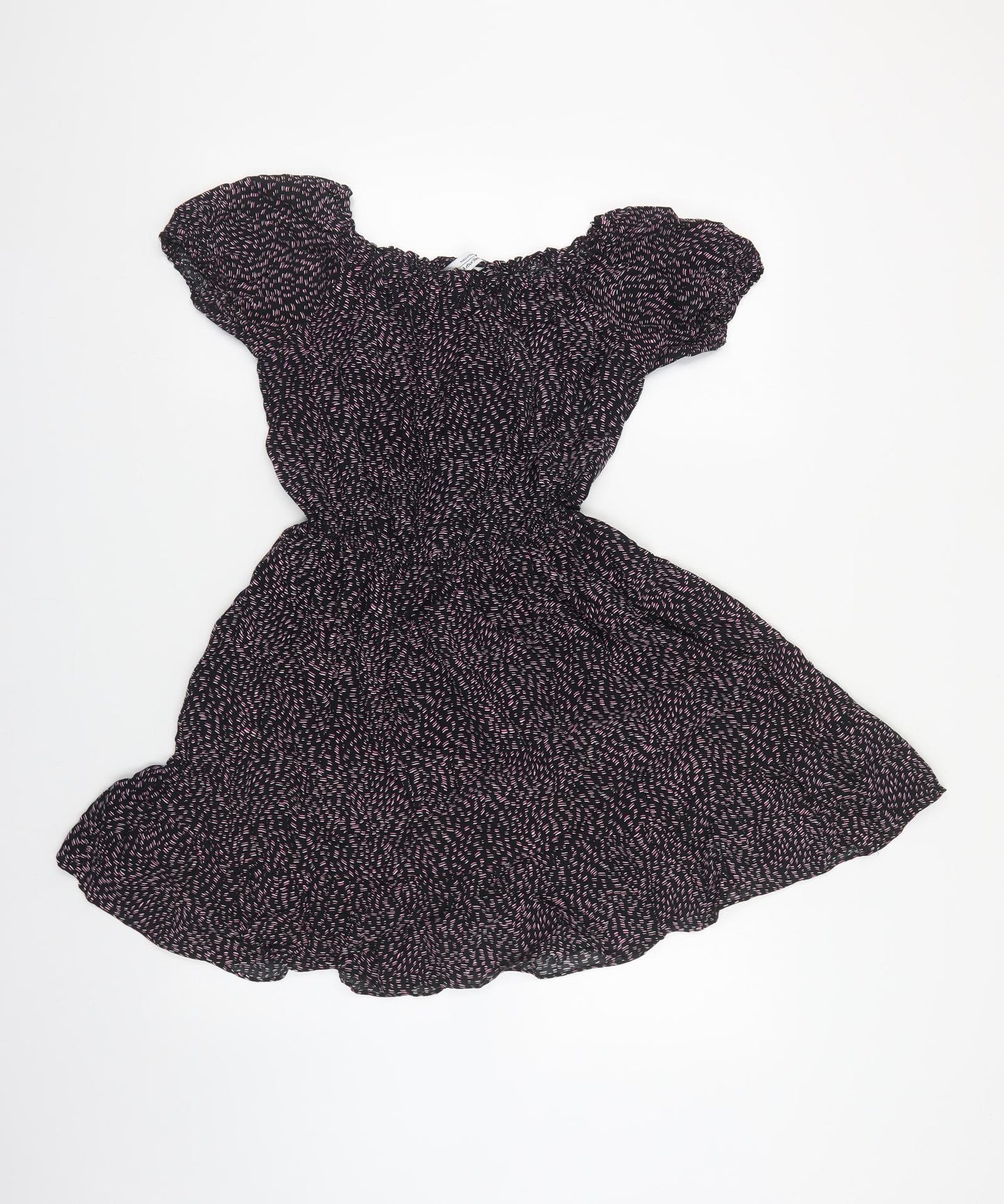 & Other Stories Womens Black Geometric Viscose Fit & Flare Size 8 Off the Shoulder Pullover
